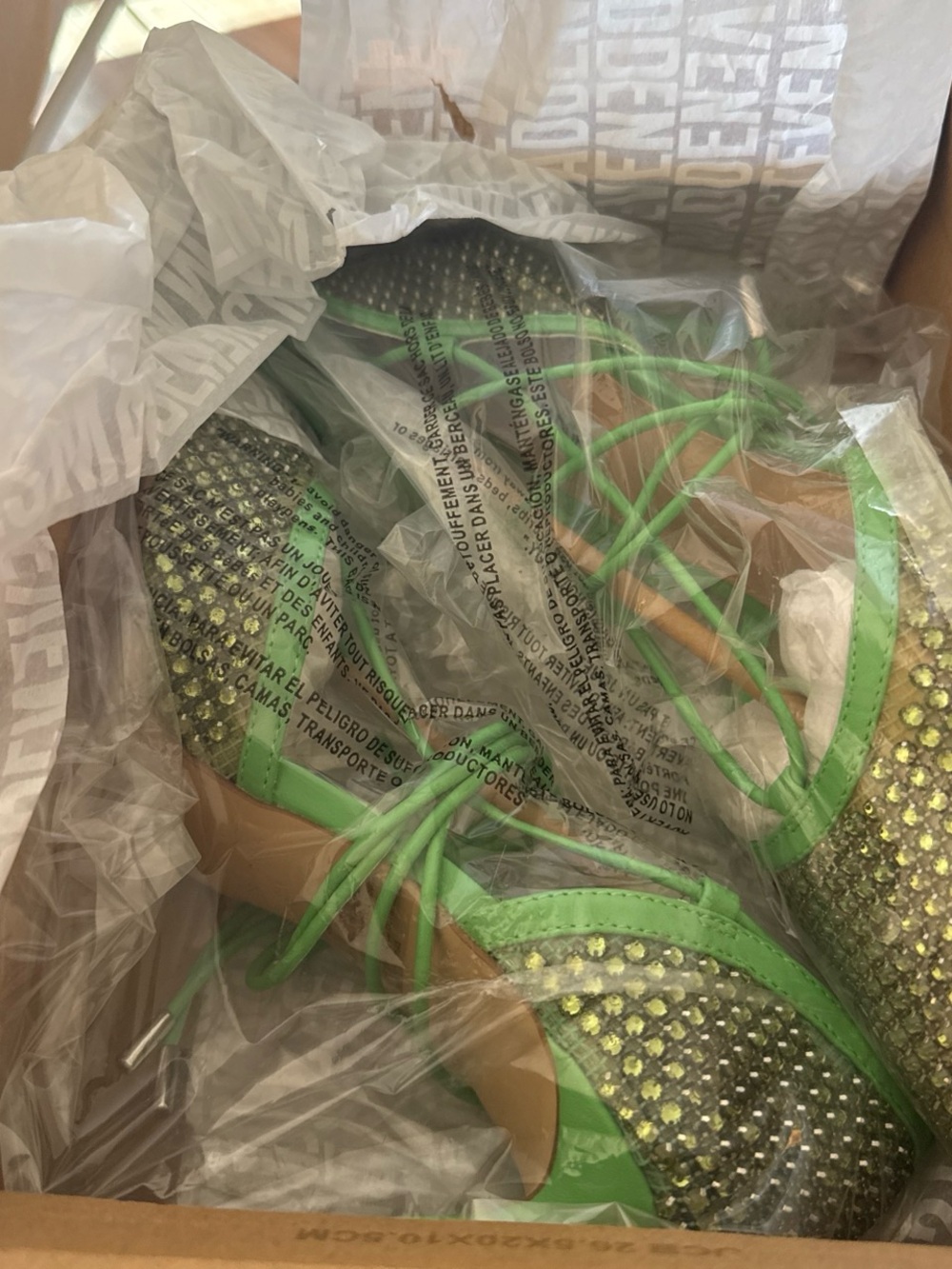 Steve Madden Lime Green Crystal Pointed Lace-Up Flat - Picture 5 of 5